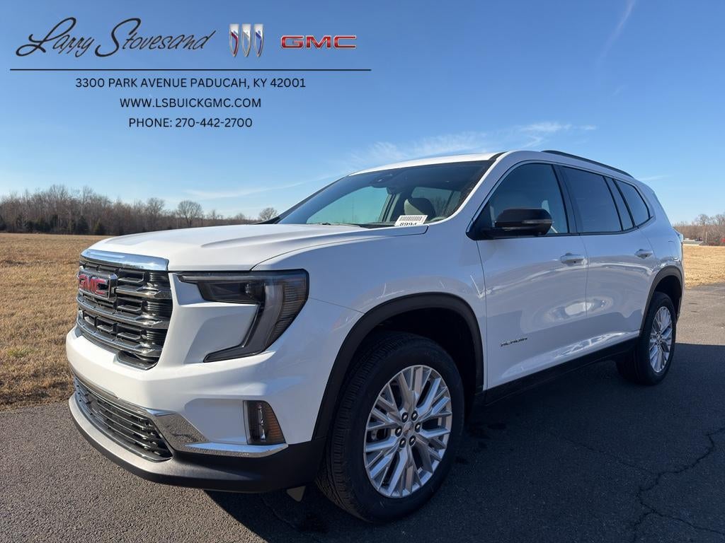 2026 GMC Acadia Elevation in Summit White — front three-quarter view