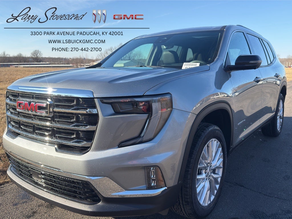2026 GMC Acadia Elevation in Sterling Metallic — front three-quarter view