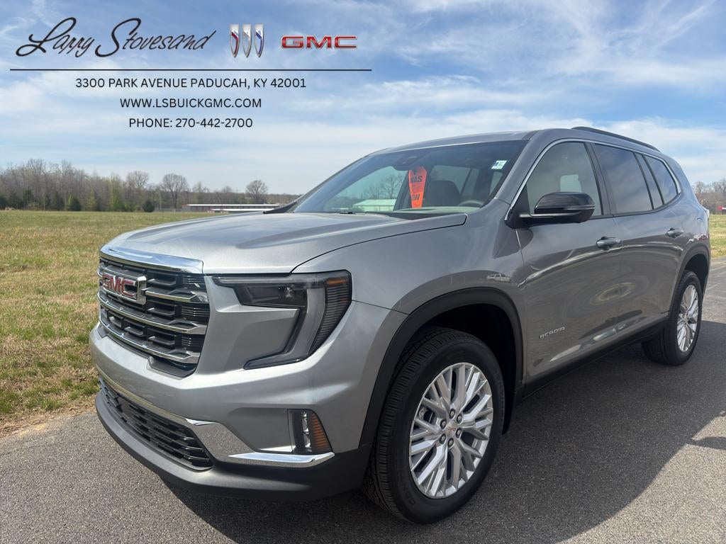 2026 GMC Acadia Elevation in Sterling Metallic — front three-quarter view