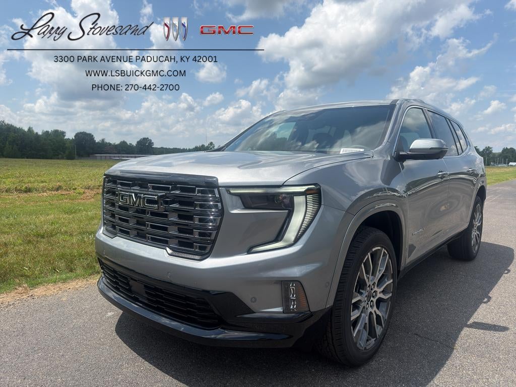 2026 GMC Acadia Denali Ultimate in Sterling Metallic — front three-quarter view