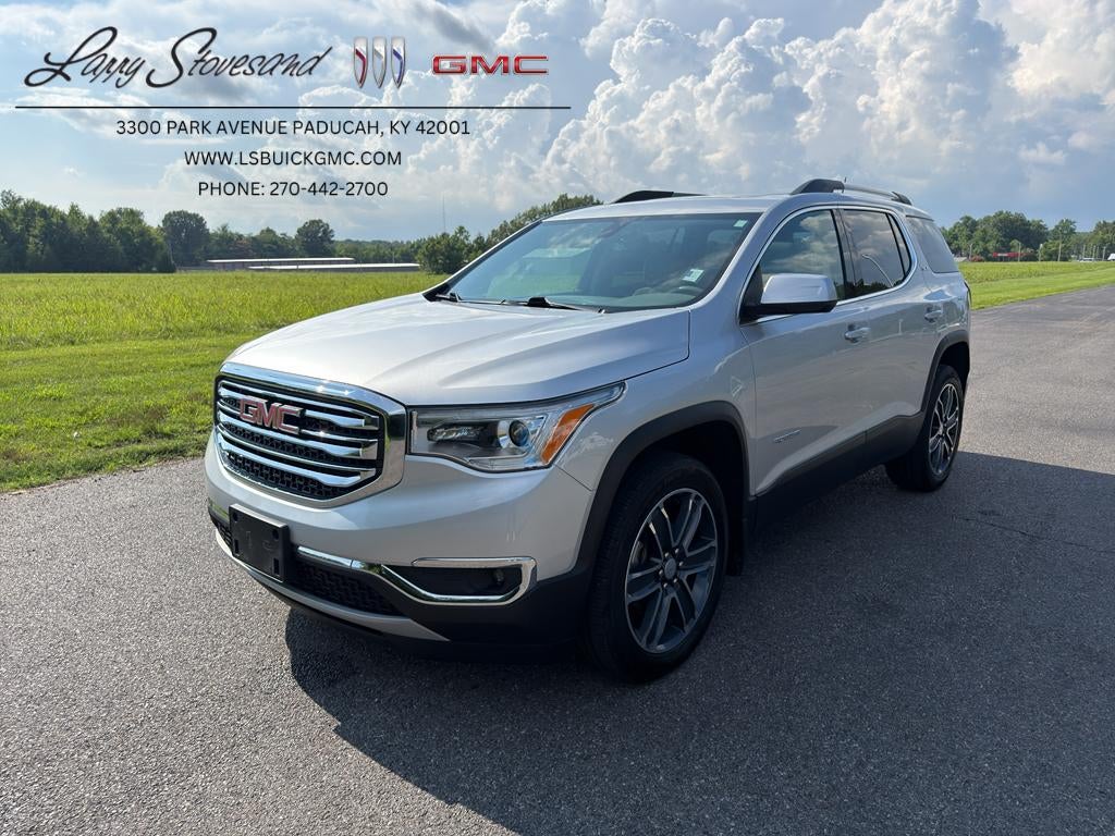2019 GMC Acadia SLE in Quicksilver Metallic — front three-quarter view