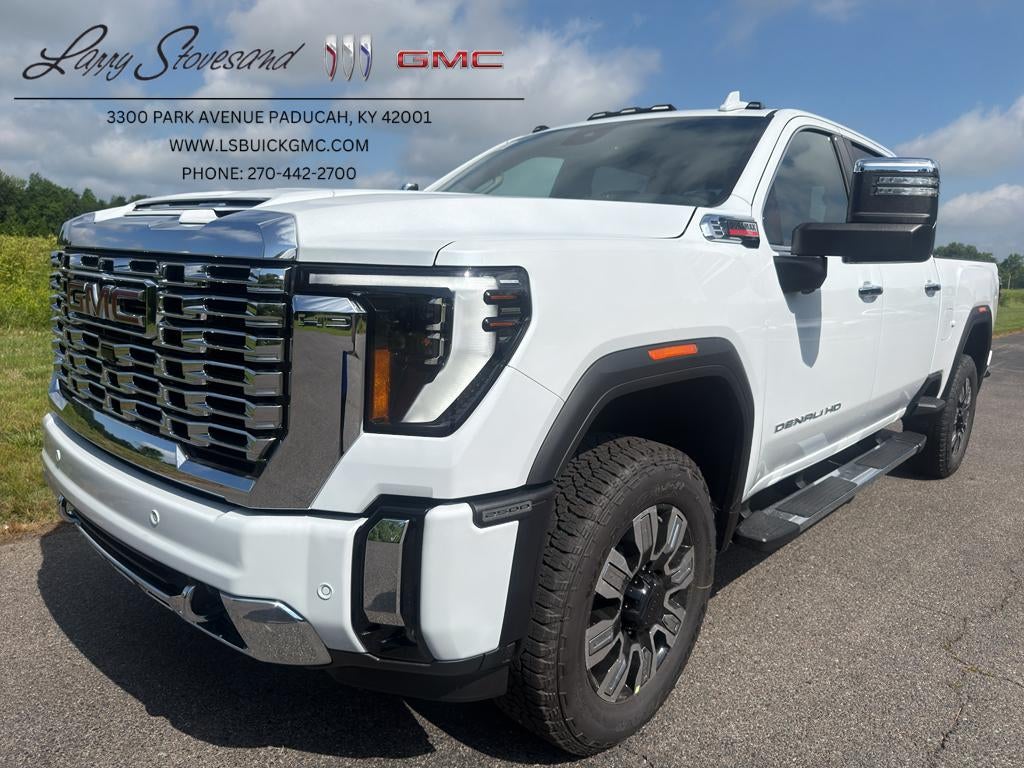2026 GMC Sierra 2500 HD Denali in Glacier White Tricoat — front three-quarter view