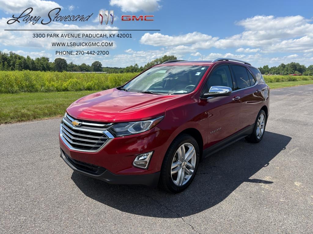 2018 Chevrolet Equinox Premier in Cajun Red Tintcoat — front three-quarter view