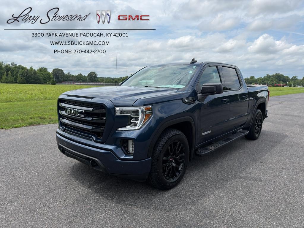 2021 GMC Sierra 1500 Elevation in Pacific Blue Metallic — front three-quarter view