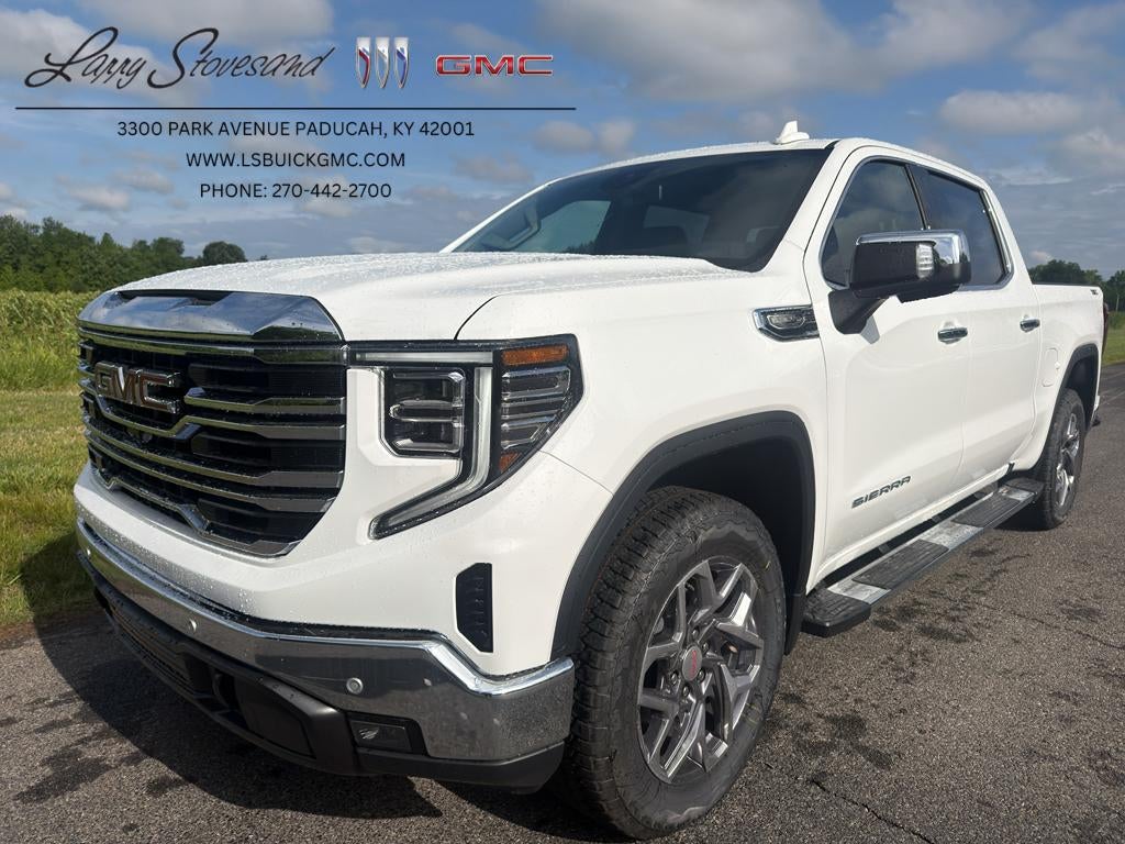 2026 GMC Sierra 1500 SLT in Summit White — front three-quarter view