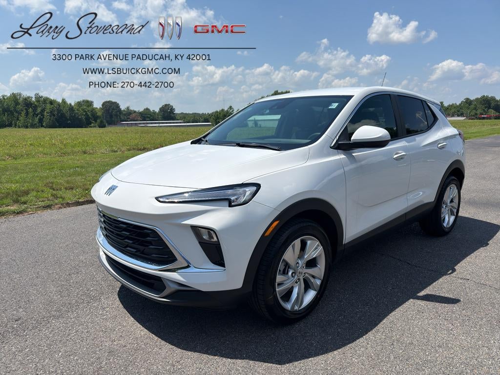 2026 Buick Encore GX Preferred in Summit White — front three-quarter view