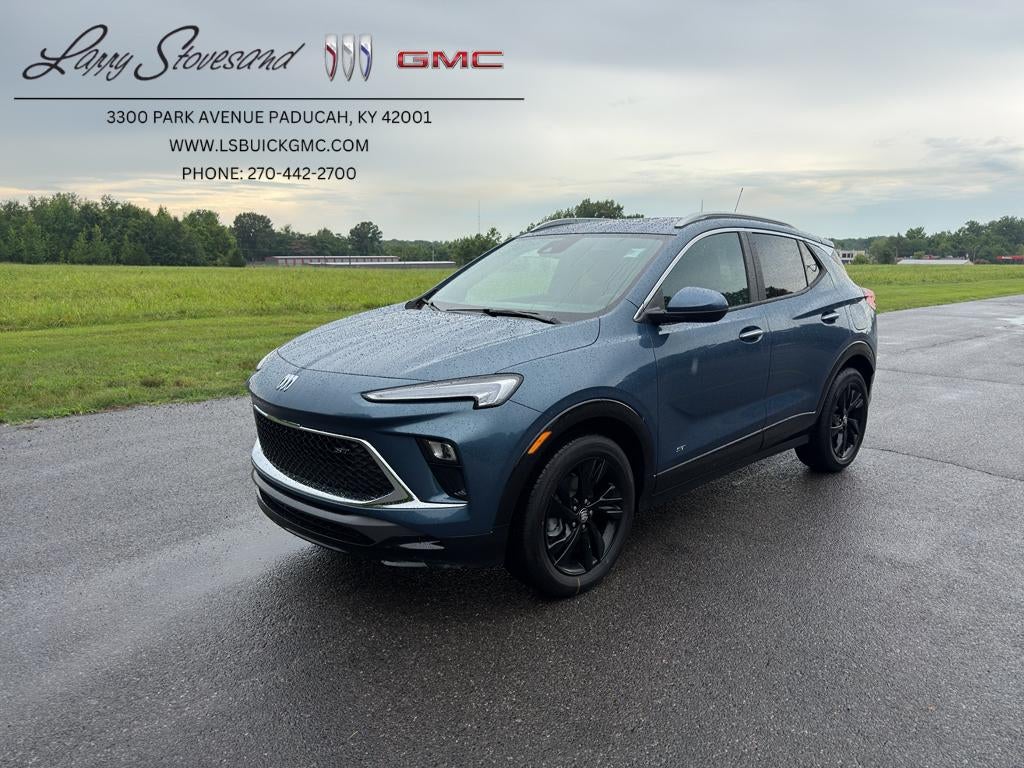 2026 Buick Encore GX Sport Touring in Ocean Blue Metallic — front three-quarter view