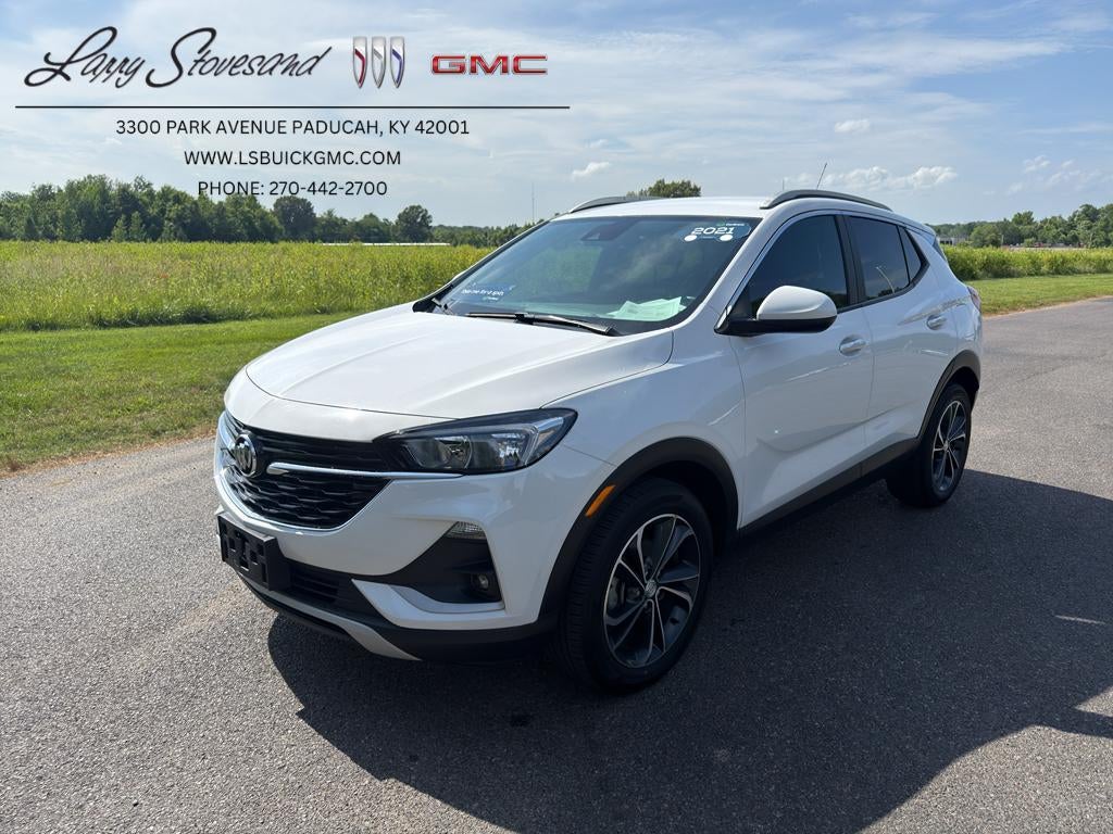 2021 Buick Encore GX Select in Summit White — front three-quarter view
