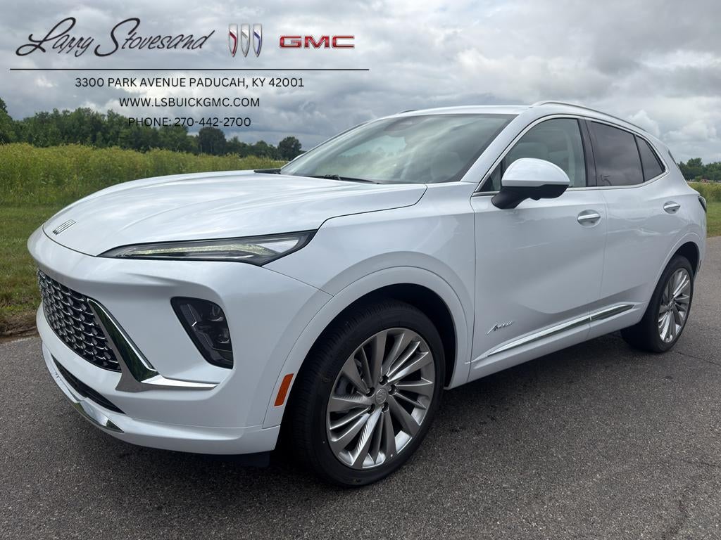 2026 Buick Envision Avenir in Iridescent White Tricoat — front three-quarter view